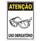 Placa de Poliestireno Autoadesiva 20x30cm Atenção Uso Obrigatório de óculos de Proteção 250 At