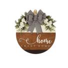 Placa de porta de madeira Home Sweet Home com decoração floral em laço Placa de porta de madeira Home Sweet Home com decoração floral em laço