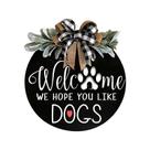 Placa de porta de madeira Welcome Dog Paw Dog Dog Decor Hanging Decor