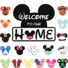 Placa de porta decorativa SUPYFD Cute Mouse com 18 ícones intercambiáveis