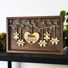 Placa de quebra-cabeça de madeira Amor Sinal Mãe personalizada 15x23 cm Placa de quebra-cabeça de madeira Amor Sinal Mãe personalizada 15x23 cm