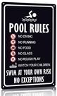 Placa de regras de piscina CrazySign Vintage Tin 20x30cm para área de piscina