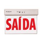 Placa de Saída de Emergência LED Face Dupla Vermelha Bivolt 1W 35 Lúmens 240x185x20mm Blumenau