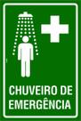 Placa de Sinalização - Alerta: Aviso de Chuveiro de Emergência Química - Indústria em PS (Poliestireno)