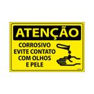 Placa De Sinalização Atenção Corrosivo Evite Contato Com Olhos E Pele 30x20 Ecom IA - SA21 F9e