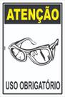 Placa de Sinalização Atenção EPI - Uso Obrigatório de Óculos de Proteção - Equipamento de Proteção Individual em PS (Poliestireno)
