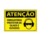 Placa De Sinalização Atenção Obrigatório Protetor De Olhos E Ouvidos 30x20 Ecom IA - SA31 F9e