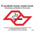 Placa de Sinalização Aviso Proibido Fumar SP Lei Nº 13541