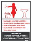Placa de Sinalização - Banheiro Sanitário Feminino Mulher com Regras Educativas Uso Consciente
