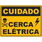 Placa de Sinalização Cuidado Cerca Elétrica