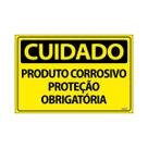 Placa De Sinalização Cuidado Produto Corrosivo Proteção Obrigatória 30x20 Ecom IA - SC37 F9e