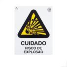Placa de Sinalização Cuidado Risco de Explosão 15x20cm