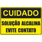 Placa de Sinalização Cuidado Solução Alcalina Evite Contato Placa de Sinalização Cuidado Solução Alcalina Evite Contato