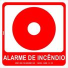Placa de Sinalização E2 - Alarme de Incêndio Fotoluminescente Vermelha Bombeiro