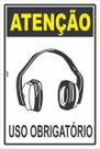 Placa de Sinalização EPI - Uso Obrigatório de Protetor Auricular Concha em PS (Poliestireno)
