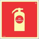 Placa de Sinalização Indicação E5 BC Extintor de Incêndio de Pó Químico Normatizada