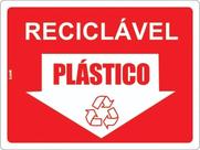 Placa de Sinalização - Lixo Reciclável: Plástico e Reciclagem de Sintéticos e Semissintéticos