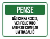 Placa De Sinalização - Pense Não Corra Riscos 27X35