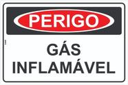 Placa de Sinalização - Perigo: Gás Inflamável - Perigo de Incêndio - Cuidado em PS (Poliestireno)