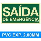 Placa de sinalização pvc exp 2mm 200x105 saída de emergência