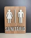 Placa de sinalização Sanitário Masculino e Feminino em MDF