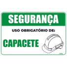 Placa de Sinalização Uso Obrigatório Capacete