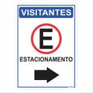 Placa de Sinalização Visitantes Estacionamento á Direita