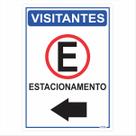 Placa de Sinalização Visitantes Estacionamento á Esquerda