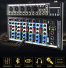 Placa de Som 7 Canais Mesa de Som Profissional Efeito Interface de Áudio Mixer USB MP3 48V LCD