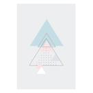Placa Decoração Minimalista Triângulos Azul e Rosa 20x30cm