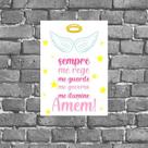 Placa Decorativa Anjo Da Guarda Rosa 18x27cm