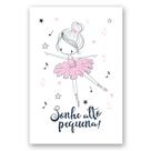 Placa Decorativa Bailarina Frase Sonhe Alto Pequena 30x40cm