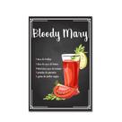 Placa Decorativa bebidas Receitas de Drink Bloody Mary 30x40 Placa Decorativa bebidas Receitas de Drink Bloody Mary 30x40