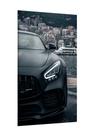 Placa decorativa - carro preto mercedez na cidade