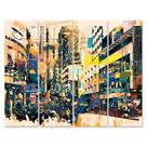 Placa Decorativa Cidade Foto Pintura Cidade Painel Kit 4 Placas