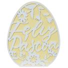 Placa decorativa de madeira Ovo de Páscoa amarelo 20x16,5x2,8