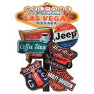 Placa Decorativa de Parede em Madeira - Welcome Las Vegas