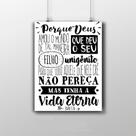 Placa Decorativa Frase Bíblia 20X30Cm João 3:16