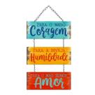 Placa Decorativa Frase Motivacional Positiva Para O Medo Coragem Enfeite De Parede Pendurar Em MDF 48x25cm