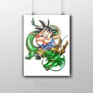 Placa Decorativa Goku Criança E Shenlong - Dragon Ball Anime