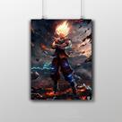 Placa Decorativa Goku Super Sayajin 2 Arte 3D Placa Decorativa Goku Super Sayajin 2 Arte 3D