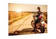 Placa decorativa - harley davidson mulher na estrada