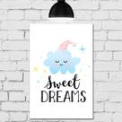 Placa Decorativa Infantil em MDF Nuvem Soneca 20x30cm