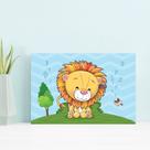 Placa Decorativa Infantil Leão Baby e Passarinho 30x40cm