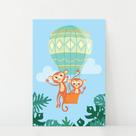 Placa Decorativa Infantil Macacos e Balão 30x40cm