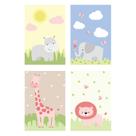 Placa Decorativa Infantil Safari Menina Kit 4un 20x30cm