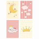 Placa Decorativa Infantil Ursinha Princesa Kit 4un 30x40cm Placa Decorativa Infantil Ursinha Princesa Kit 4un 30x40cm