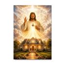 Placa Decorativa Jesus Abençoando um Lar Católico 21x30cm