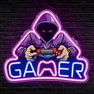 Placa decorativa Kavaas Gamer Neon Light 39x33cm USB