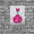Placa Decorativa Luva De Boxe Rosa 18x27cm
